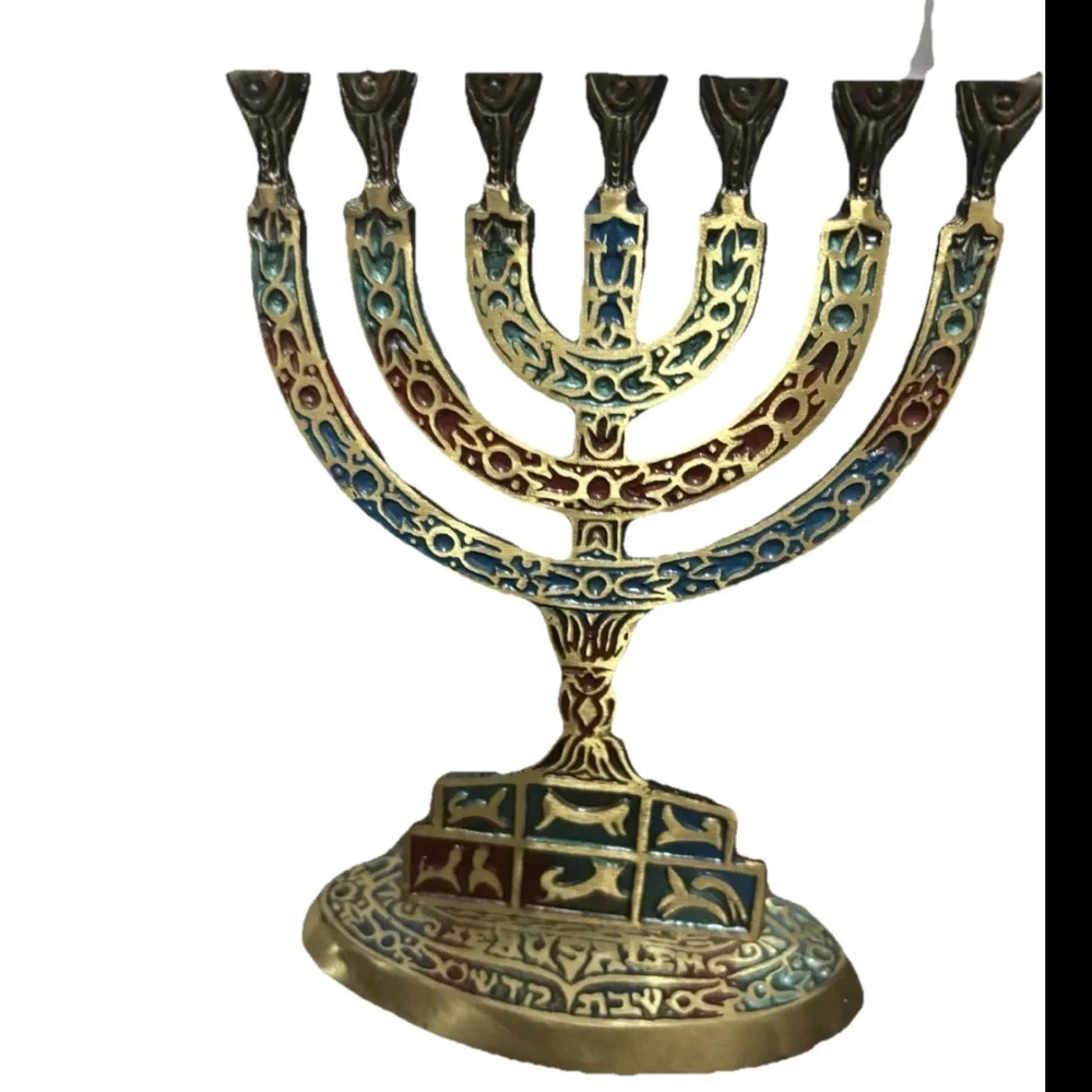 Artistic Gold and Multicolor Menorah